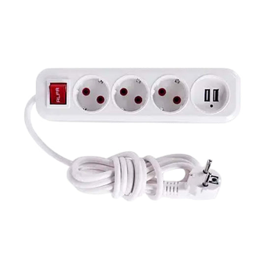 ELEKTRİK UZADICI 4 LÜ (1 USB) İŞIQLI 3M 34-9-43