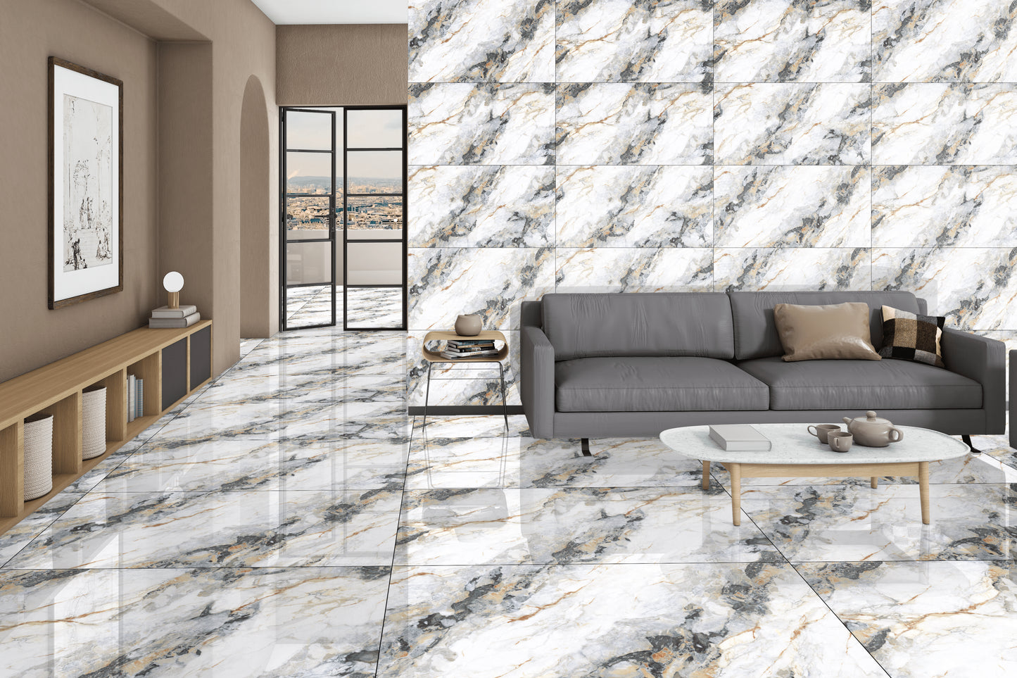 CAMEL SKY SILVER GLOSSY CARVING (60x120)